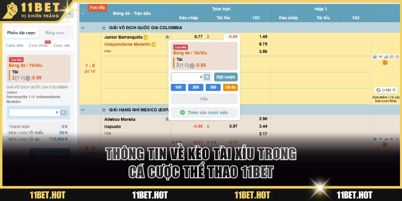 Thông tin về kèo tài xỉu trong cá cược thể thao 11BET